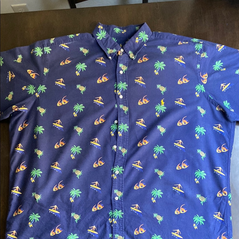 Polo Ralph Lauren Men’s Blue and Green Casual Button Down Shirt *BIG & TALL